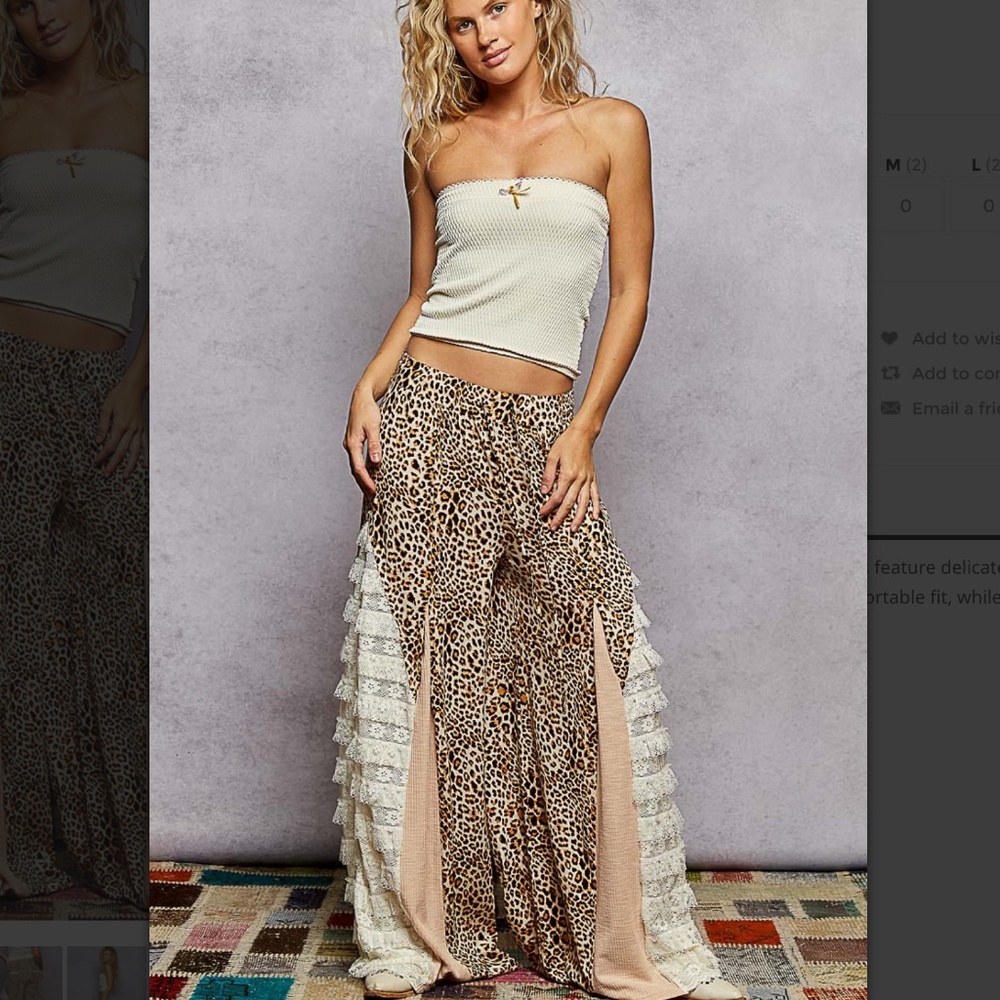 POL Beige and Leopard Print Boot-Cut Jumpsuit Pant - Picture 2 of 10